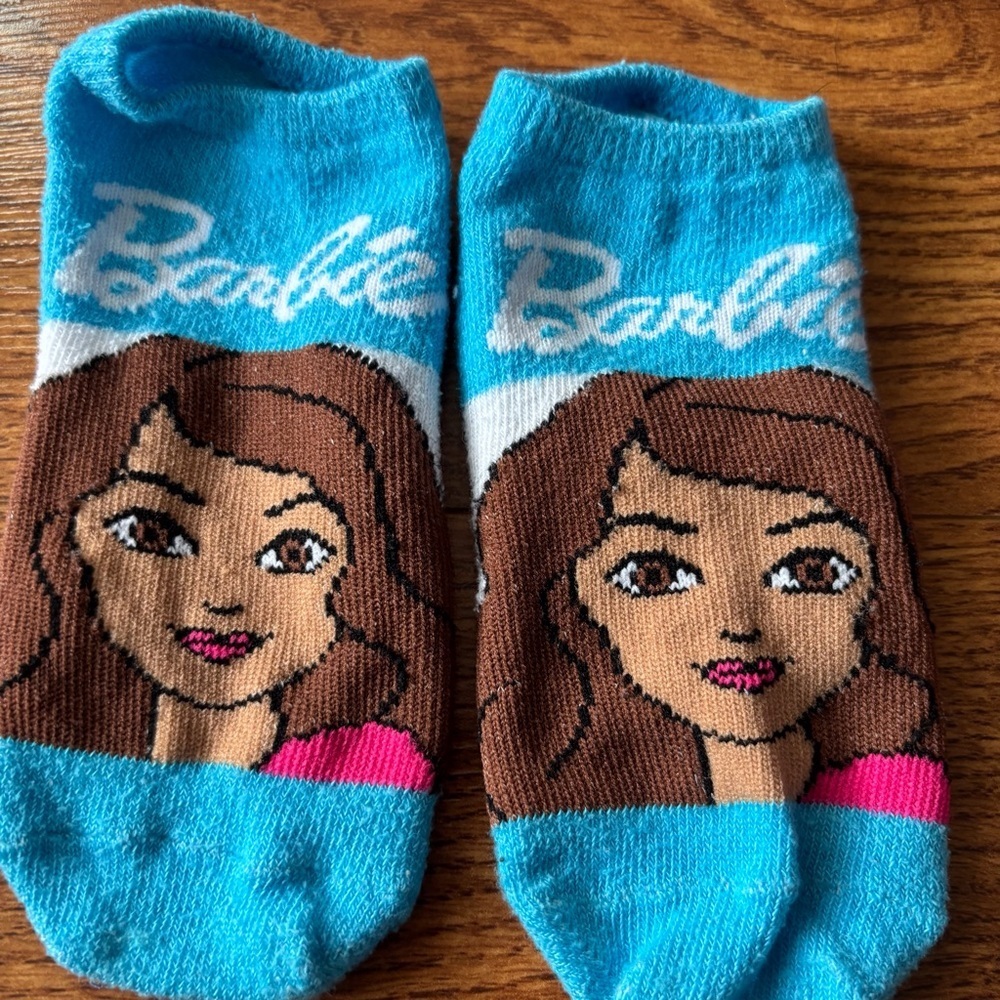 Barbie Blue Brown Girl Graphic No-Show Socks